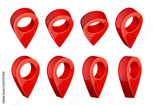 GPS navigation symbols. Realistic pictures of various map pointers