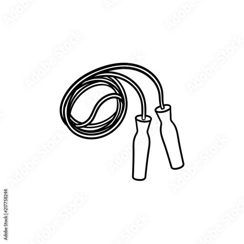 Jumping rope hand drawn outline doodle icon. Sport exercise, gym and fitness, healthy lifestyle concept. Vector sketch illustration for print, web, mobile and infographics on white background.