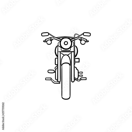Front of motorbike hand drawn outline doodle icon
