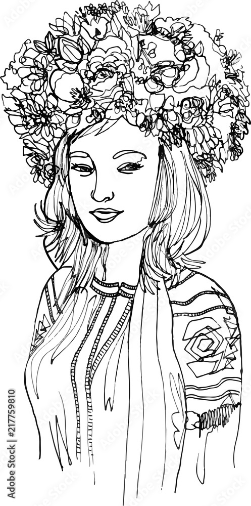 A girl in a stylized national Ukrainian costume A girl in a stylized national Ukrainian costume