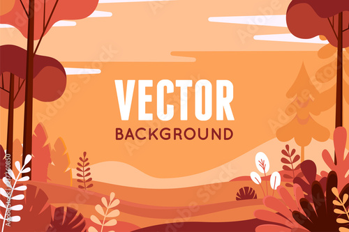 Vector illustration in flat linear style - autumn background