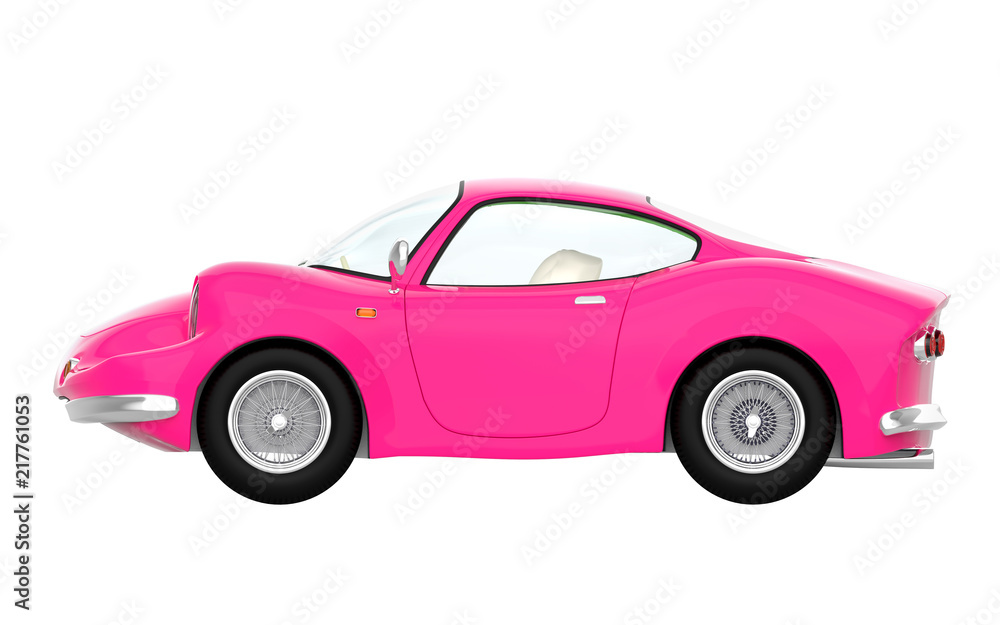 retro sport car cartoon 3d pink side