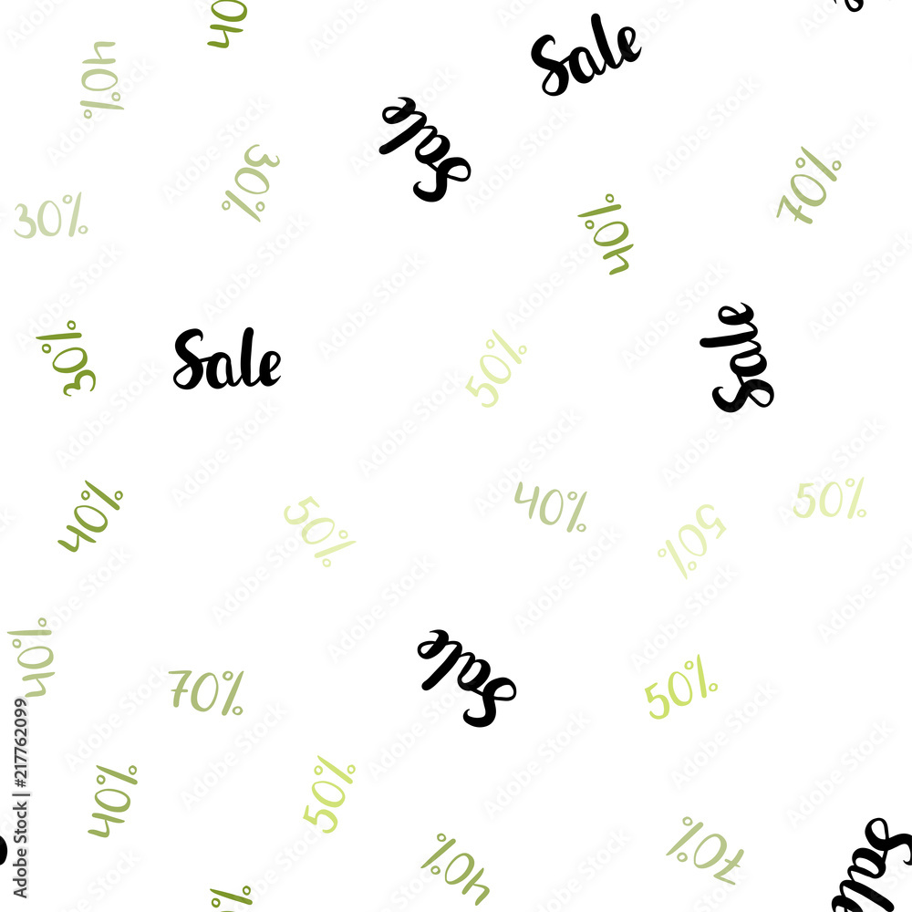 Light Green, Yellow vector seamless template with 30%, 40%, 50%, 70% selling. Light Green, Yellow vector seamless template with 30%, 40%, 50%, 70% selling.