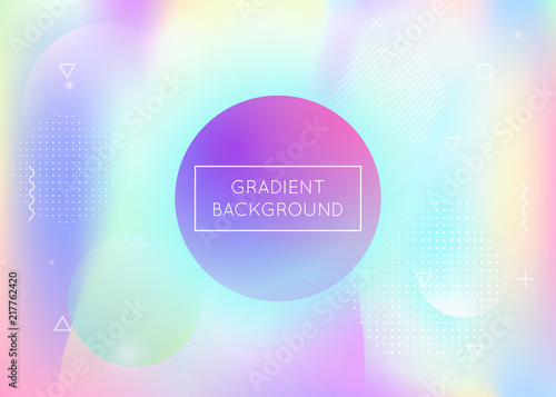 Liquid shapes background with dynamic fluid. Holographic bauhaus gradient with memphis elements. Graphic template for flyer, ui, magazine, poster, banner and app. Vibrant liquid shapes background.
