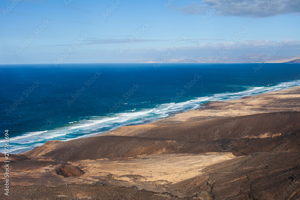 Beautiful seascape of Fuerteventura island from top view Beautiful seascape of Fuerteventura island from top view