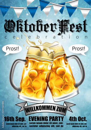 Design poster  for traditional beer festival Oktoberfest. Highly detailed illustration.
