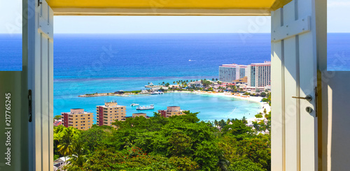 Jamaican Beach A. Caribbean beach on the northern coast of Jamaica, near Dunn's River Falls and the town of Ocho Rios. photo