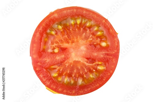 Wallpaper Mural Tomato slice isolated on white background, top view. Fresh home-made vegetables. Growing tomatoes. Preparation of vegetable salad. Vegetarian food. Torontodigital.ca