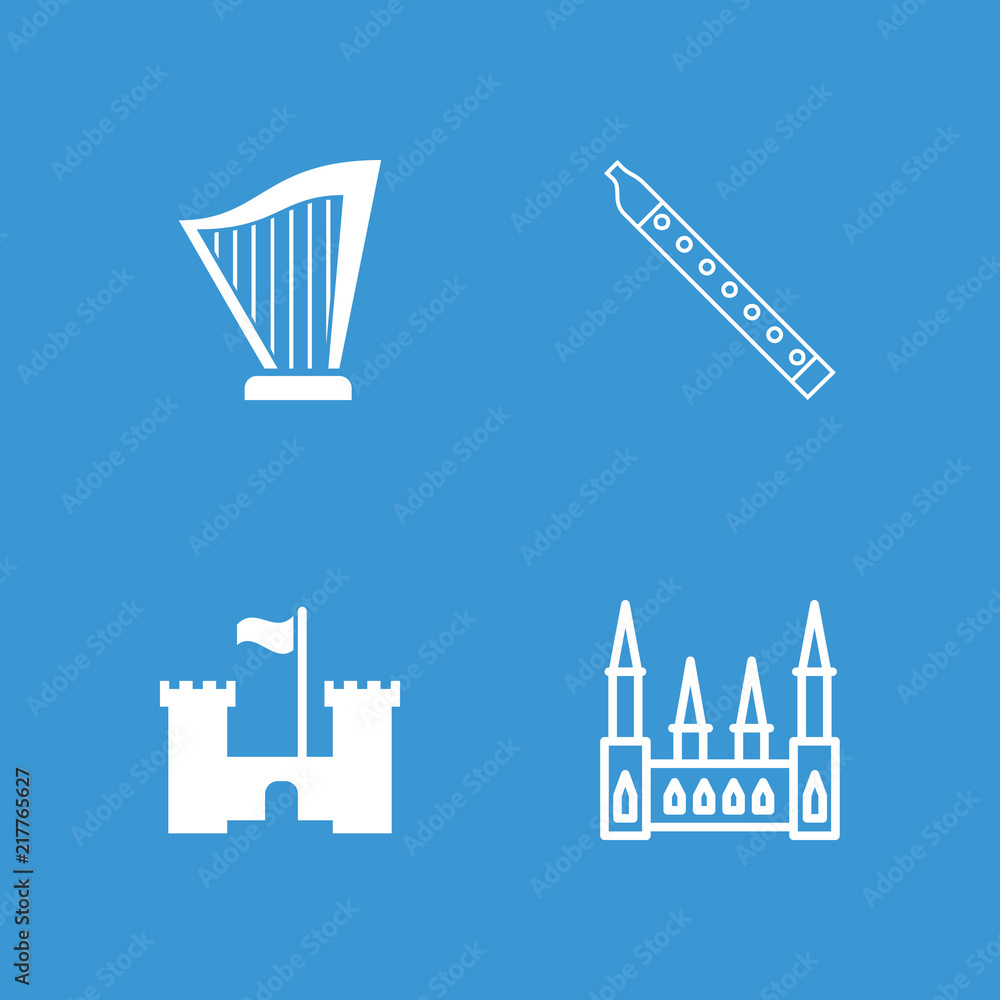 Obraz premium Collection of 4 ancient filled and outline icons
