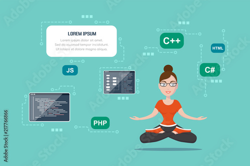 Programmer girl character