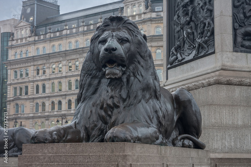Statue of Lion on Trafalgar Square in London, United Kingdom.
