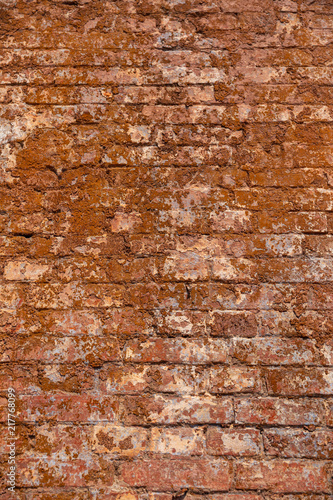 Wall from red bricks background texture abstract