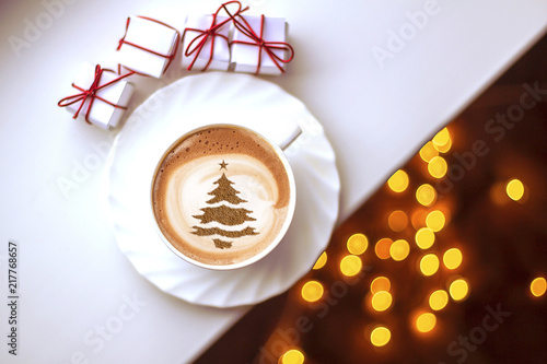 coffee cup with christmas tree
