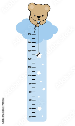 child wall meter. Bear in a cloud catching a star