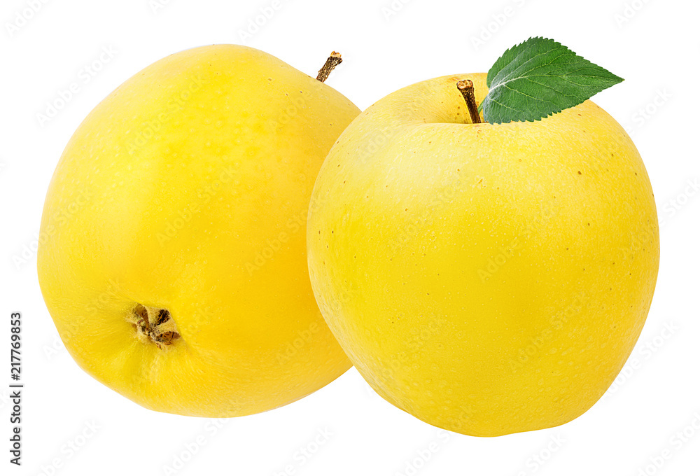 Fresh yellow apple isolated on white background with clipping path Fresh yellow apple isolated on white background with clipping path