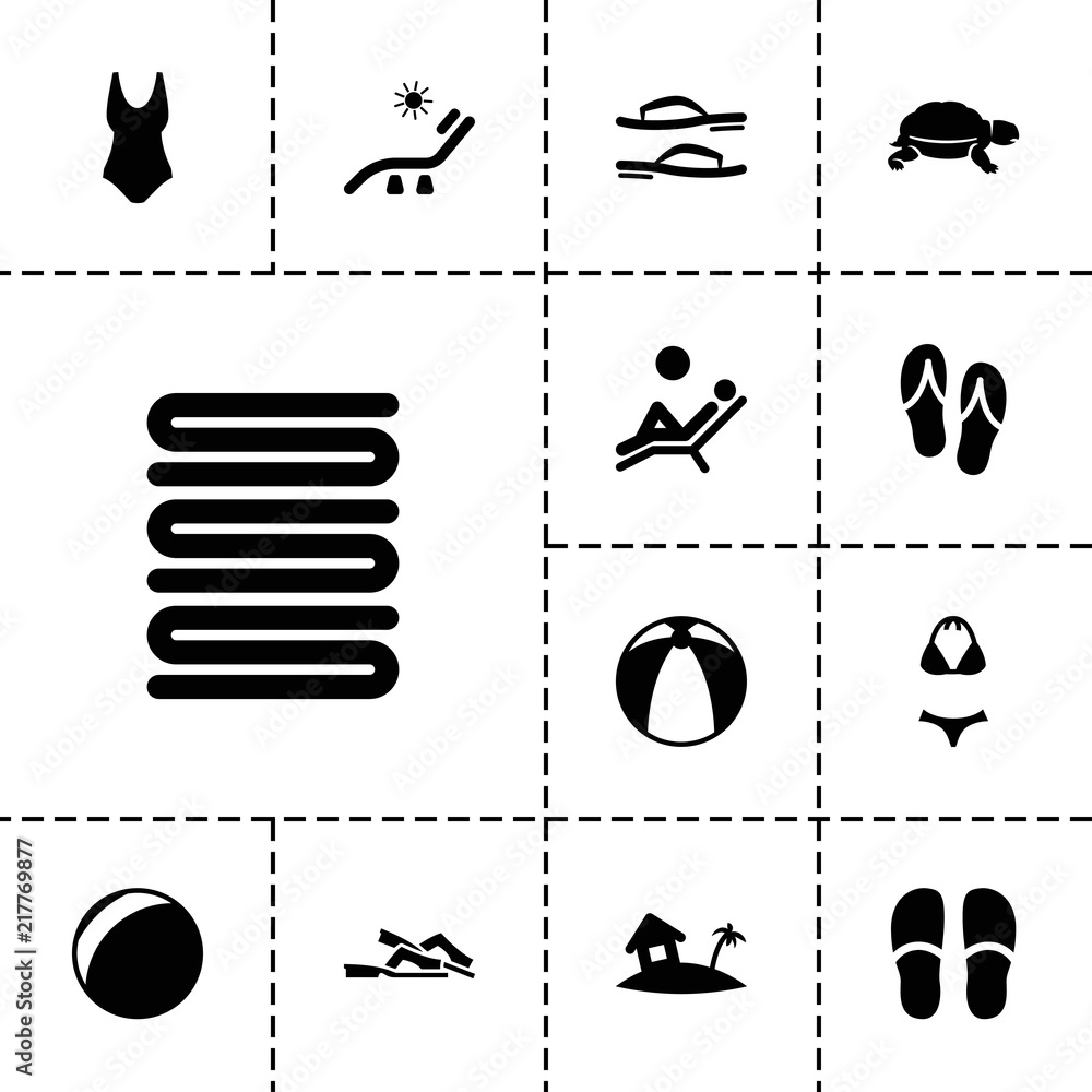 Collection of 13 beach filled icons