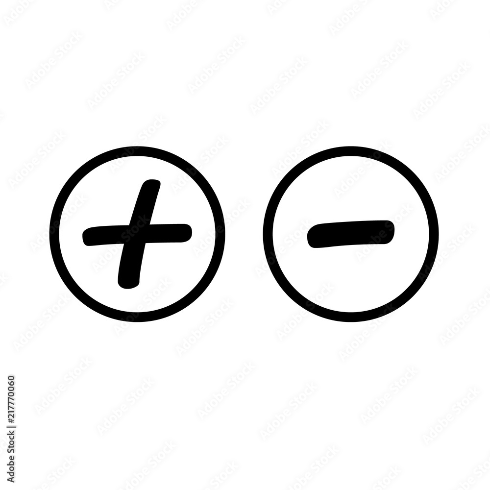 Trendy Plus and minus icon. Line style. Web buttons or app buttons concept vector. Trendy Plus and minus icon. Line style. Web buttons or app buttons concept vector.