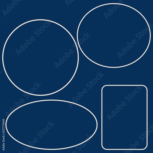 Frames from a sea rope. Round, oval and rectangular. Vector illustration.