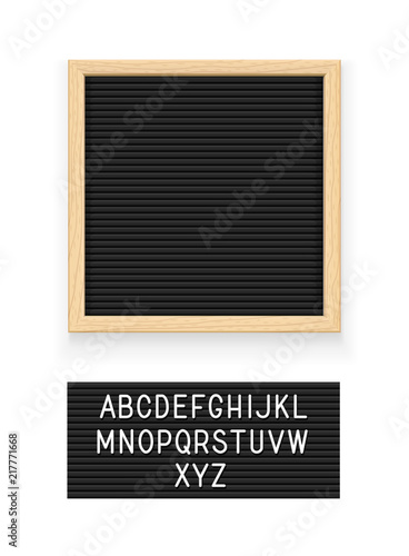 Black letter board. Letterboard for note. Plate message. Office