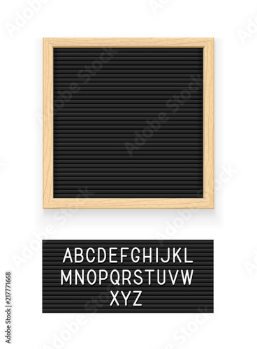 Black letter board. Letterboard for note. Plate message. Office