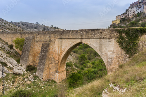 Old roman bridge in historic town Bocairent  Spain