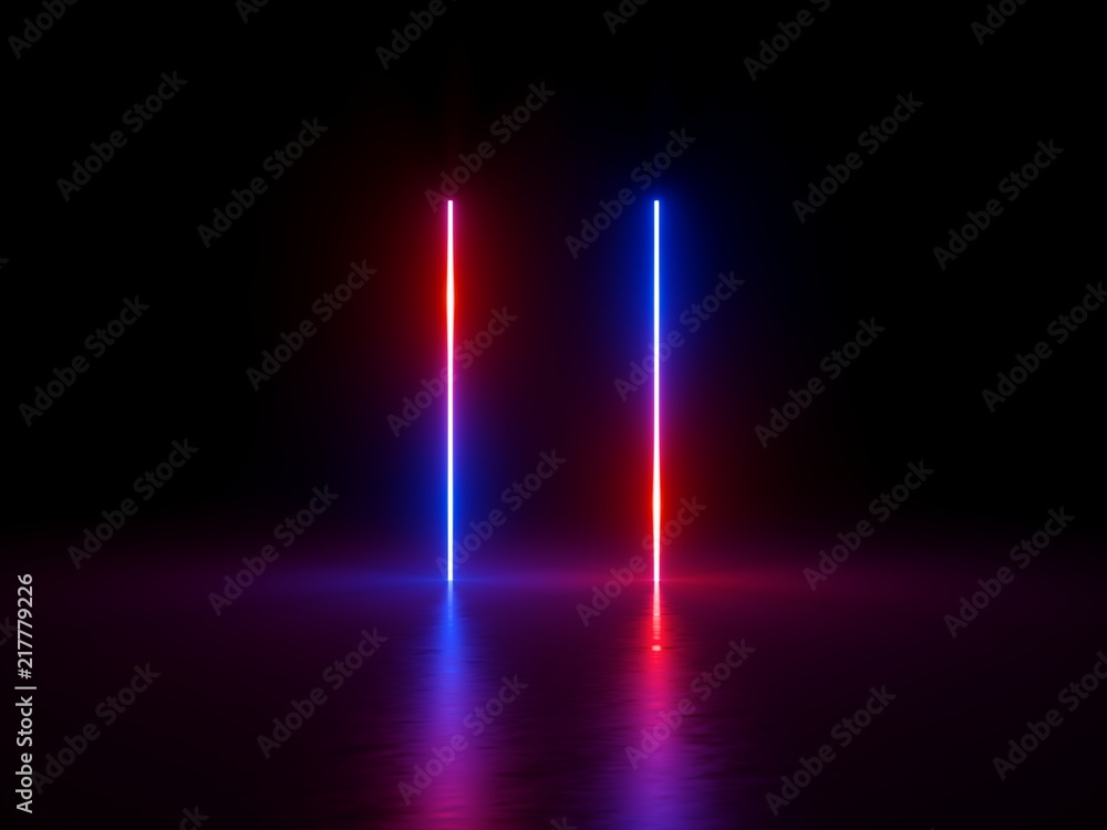 Abstract Background Red Blue Glowing Straight Lines, Abstract