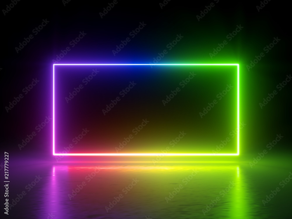 Rectangle white neon frame mobile screen template vector