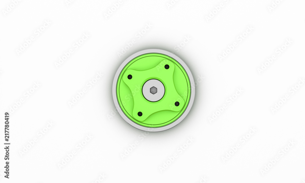 Obraz premium Button green on white background 3d illustration
