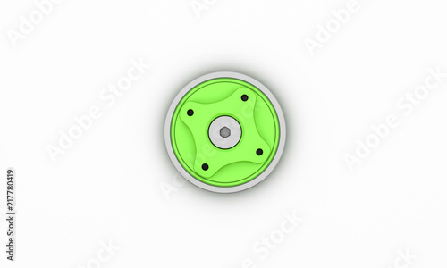 Button green on white background 3d illustration