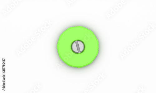 Button green on white background 3d illustration