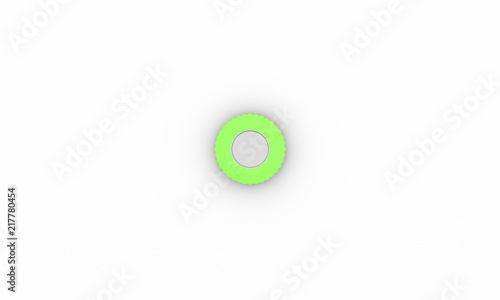 Button green on white background 3d illustration