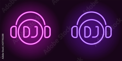 Neon DJ sign in Purple and Violet color