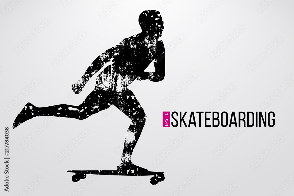 Obraz premium Silhouette of a skateboarder. Vector illustration