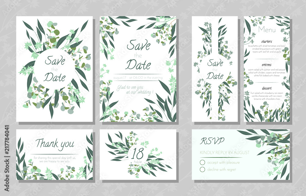 Wedding Cards with Eucalyptus.