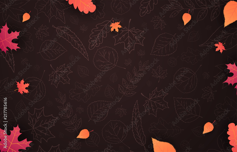 Autumn Background with leaves for shopping sale or promo poster and frame leaflet or web banner. Vector illustration template. Autumn Background with leaves for shopping sale or promo poster and frame leaflet or web banner. Vector illustration template.