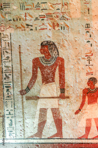 Close-up of grave Sarenput II in rock tombs at Aswan, Egypt.