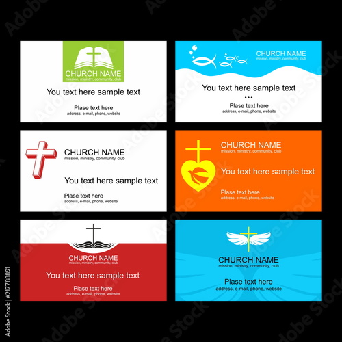 A set of business cards of the church, a ministry or mission, a club or camp, using a creative logo.