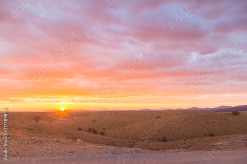 Coucher de soleil en Namibie
