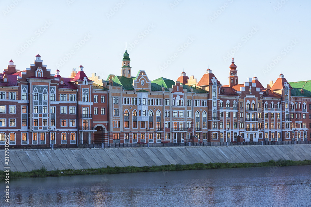 Yoshkar Ola city. Mari El, Russia. Bruges Quay in the city of Yoshkar-Ola