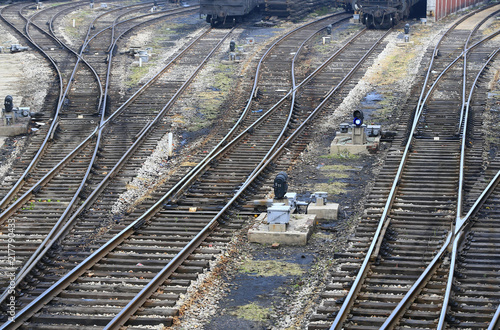 Freight train tracks in the coal mine
