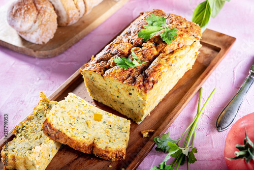 Vegetarian courgette pate on natural background