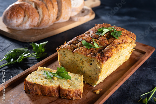 Vegetarian courgette pate on natural background