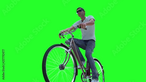 Wallpaper Mural a man on a Bicycle 3D render on green background Torontodigital.ca