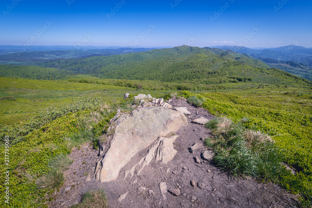 Fototapeta premium Bieszczady National Park in Subcarpathian Voivodeship of Poland seen from Berdo mountain near Ukraine border
