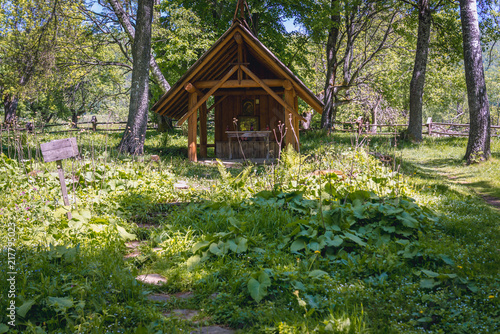 Chapel on the ramins of former Orthodox Church in Wolosate, small settlement in Bieszczady National Park, Subcarpathian Voivodeship of Poland