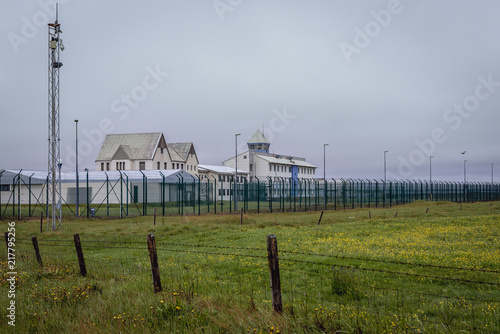 Buildings and fences of jail in Eyrarbakki, small village in southern Iceland