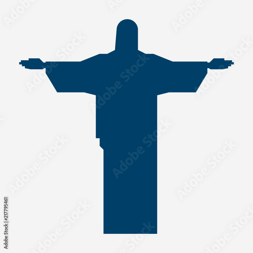 Flat Jesus Statue in Rio de Janeiro Brazil pixel perfect vector icon