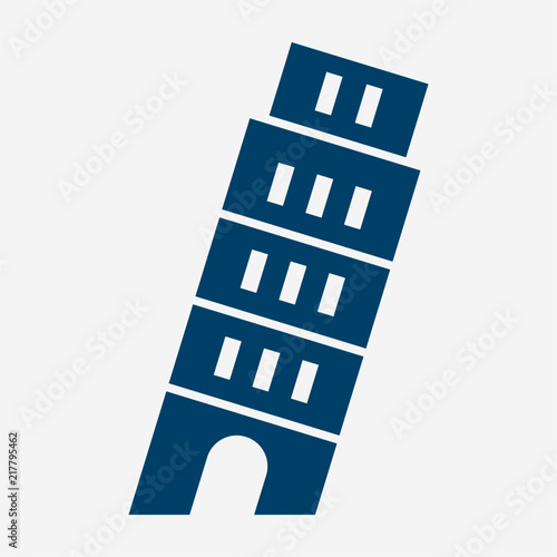 Flat Italy Pisa tower pixel perfect vector icon