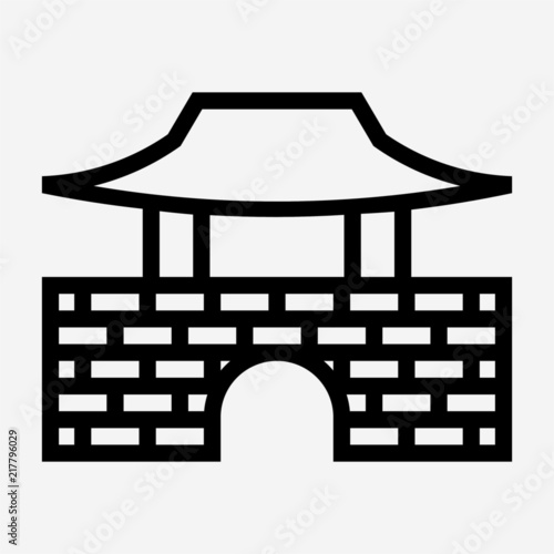 Photography Outline Namhansanseong Seoul Korea pixel perfect vector icon