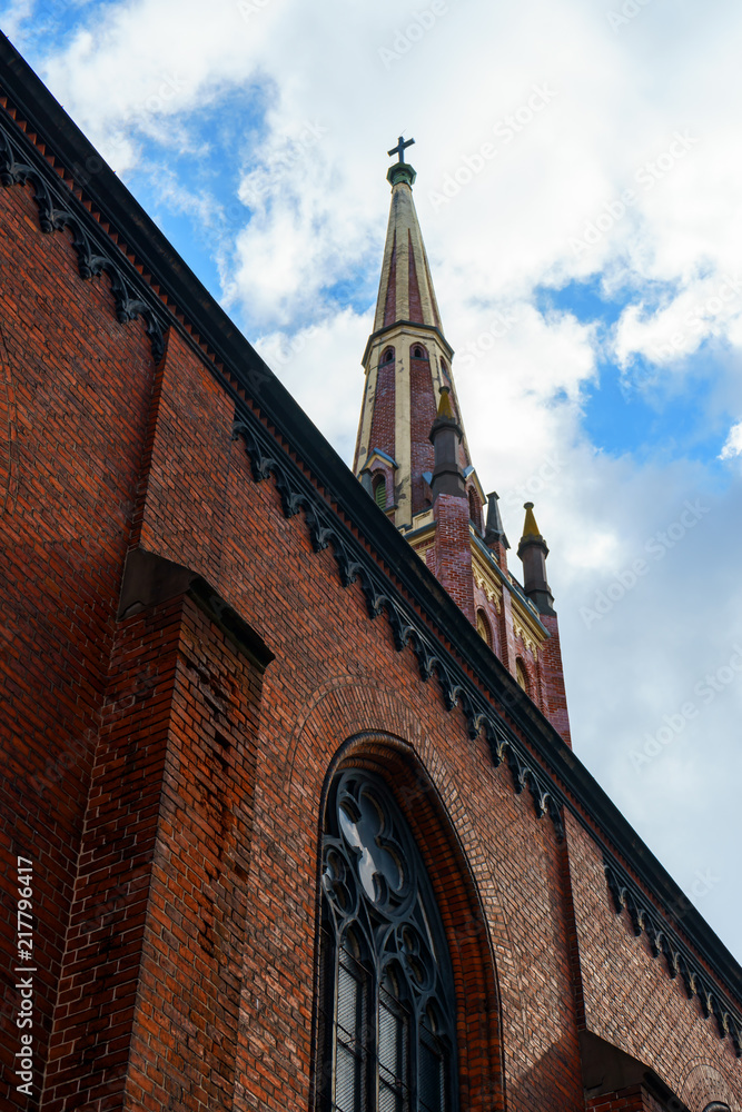 Fototapeta premium St. Saviour's Anglican Church in old Riga, Latvia, July 20, 2018